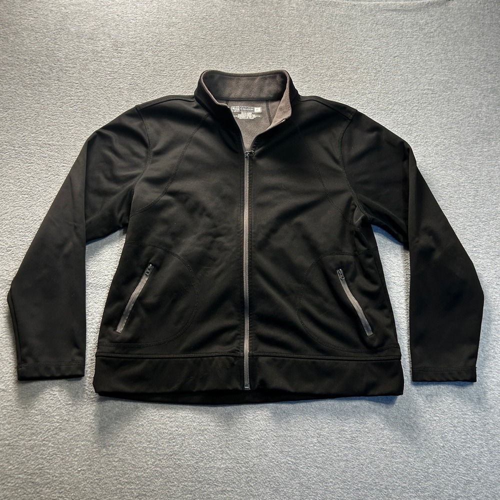 Tek Gear Full Zip Jacket‎ Mens XL Black Fleece Lined Mock Neck Athletic Sport